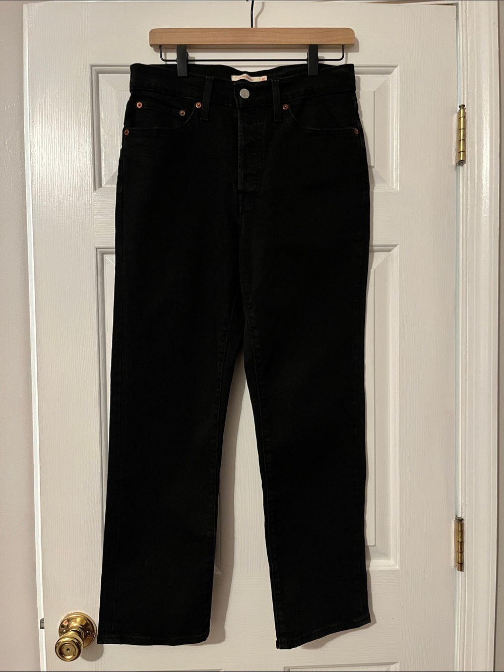 Levi’s Wedgie Straight Button Fly Black Jeans Size 30 - Picture 3 of 11